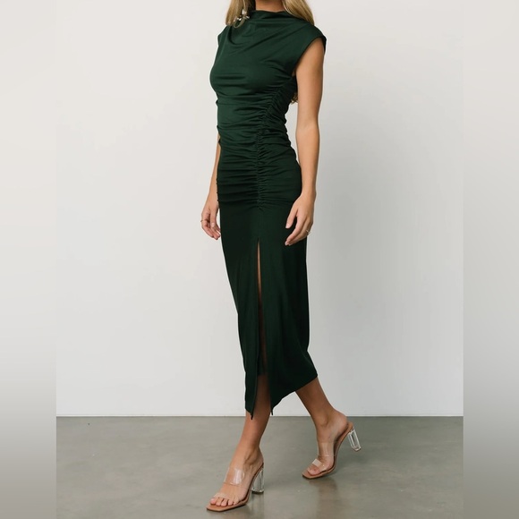 NWT Baltic Børn Sasha Ruched Maxi Dress — Forest Green Contemporary - Picture 3 of 10
